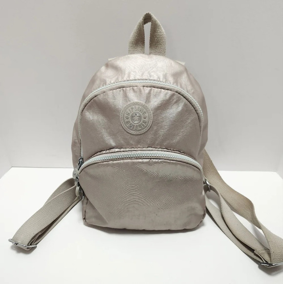 Kipling Handbags - Kipling Womens Backpack metallic silver / Gold